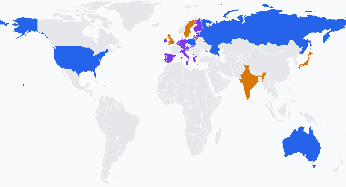 Clickable world map of research by country